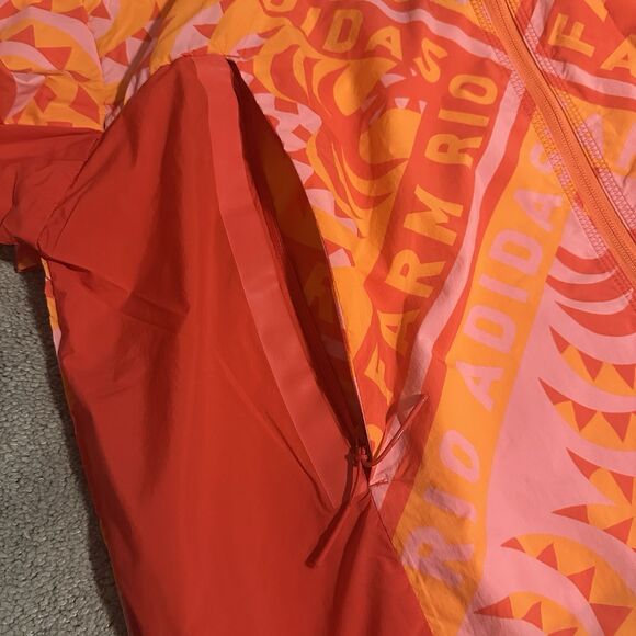 Farm Rio x Adidas XS Myshelter Windbreaker Long Jacket Soccer Brazil Pink Red - Picture 12 of 15